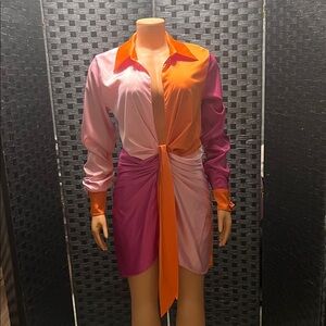 Fashion Nova Vibrant Pink and Orange Dress